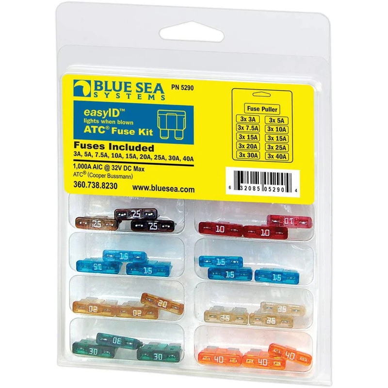 Blue Sea Systems 5290 EasyID Illuminating ATC Fuse Kit, Beige - Image 1