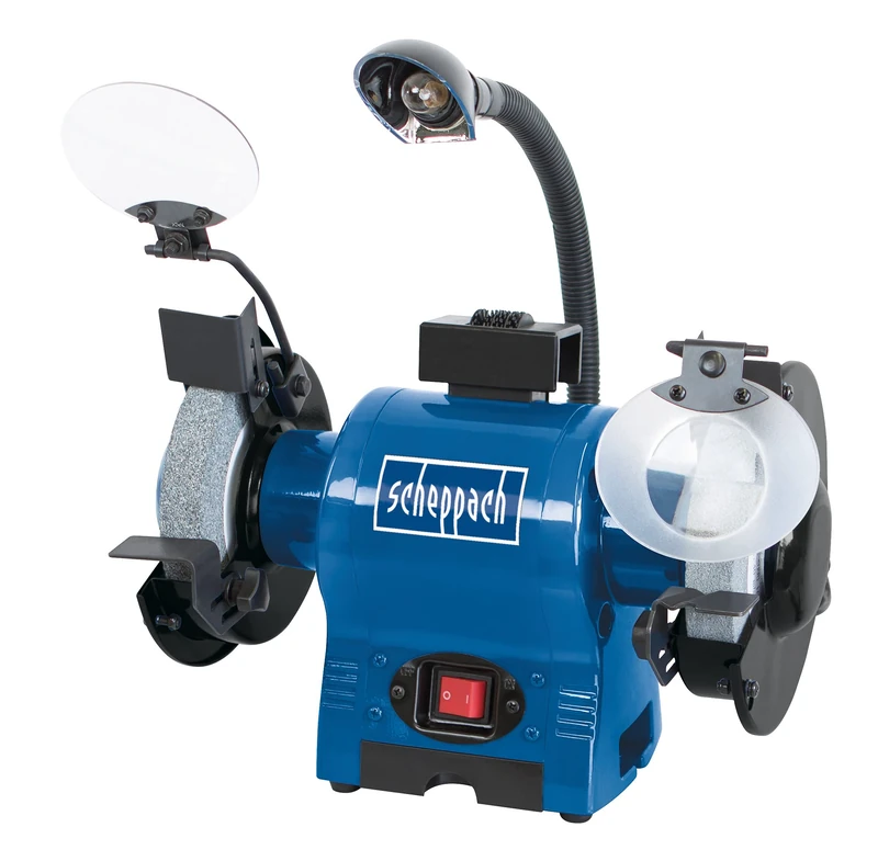 Scheppach BG150 Bench Grinder, 370W, 150mm Grinding Wheels, K36 & K60 Grit, LED Work Light