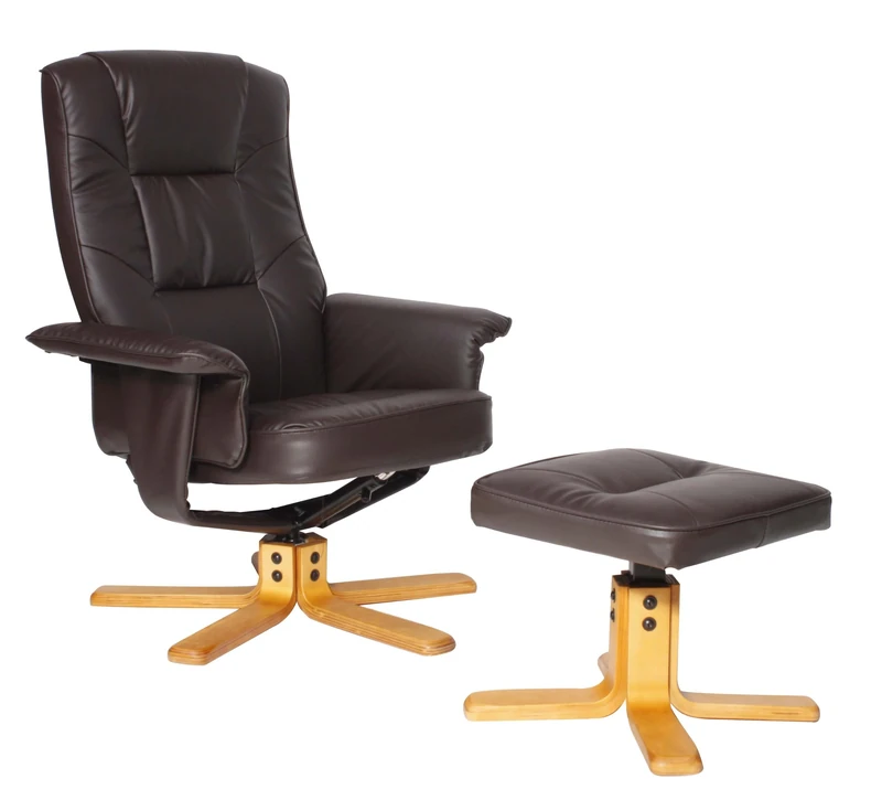 Alphason ARC7595-PU-BR Drake Brown reclining chair with footstool set Black