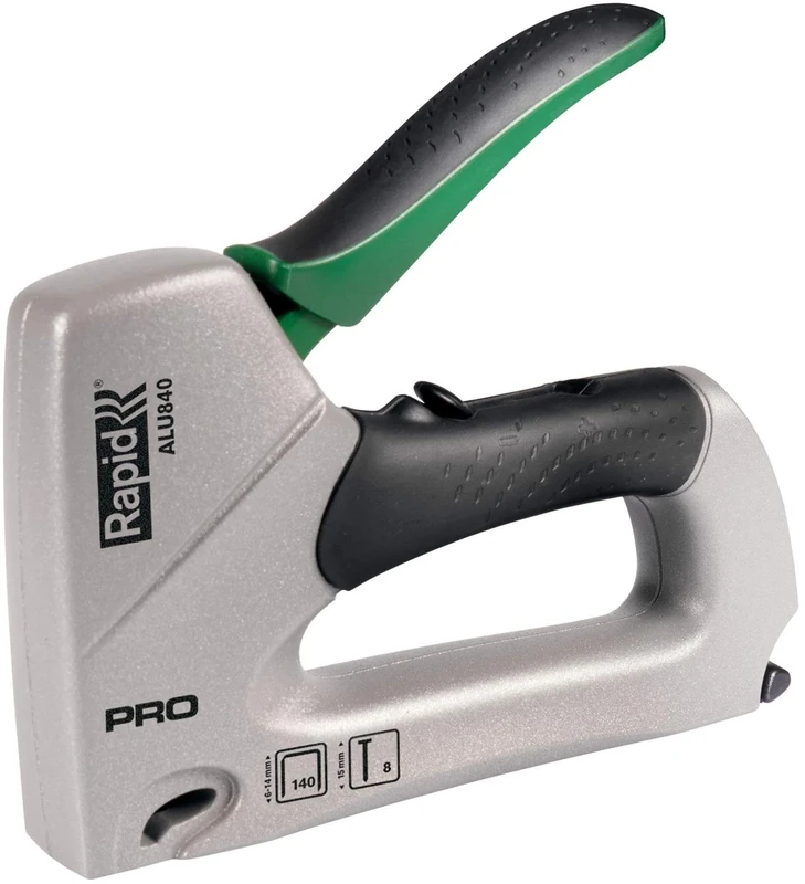 Rapid Heavy Duty Dual Staple Gun PRO ALU840 for No. 140 Staples and No. 8 Brads, Manual Staple Gun with 2-Step Force Adjuster, Ergonomic Handle and All-Steel Interior Wear Parts (22876001)