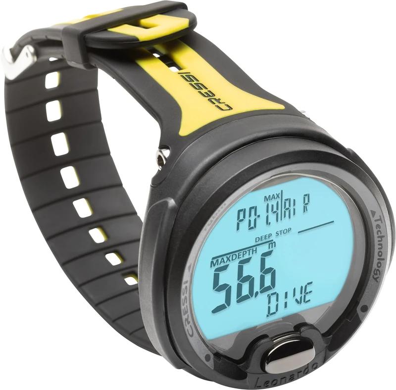 CRESSI since 1946 - Leonardo Diving Computer - Air/Nitrox/Depth Gauge Mode - Black/Yellow, One Size, Adult Unisex