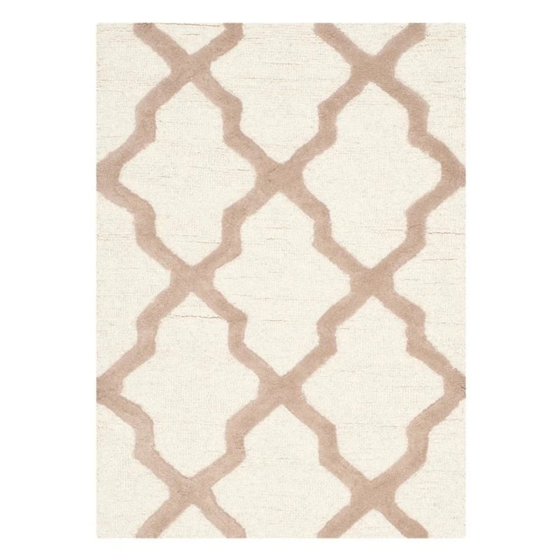 Safavieh Trellis Indoor Hand Tufted Runner Area Rug, Cambridge Collection, CAM121, in Ivory / Beige, 76 X 244 cm for Living Room, Bedroom or Any Indoor Space