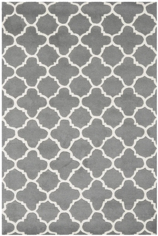 Safavieh Contemporary Indoor Hand Tufted Rectangle Area Rug, Chatham Collection, CHT717, in Dark Grey / Ivory, 69 X 152 cm for Living Room, Bedroom or Any Indoor Space