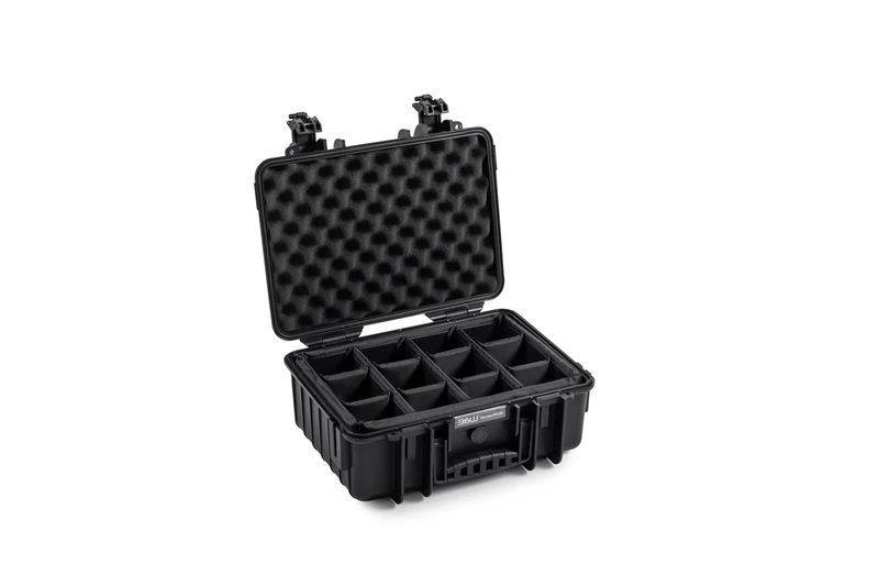 B&W Outdoor Transport Case - Type 4000 with Padded Divider - Black - Waterproof according to IP67 Certification, Dustproof, Virtually Indestructible