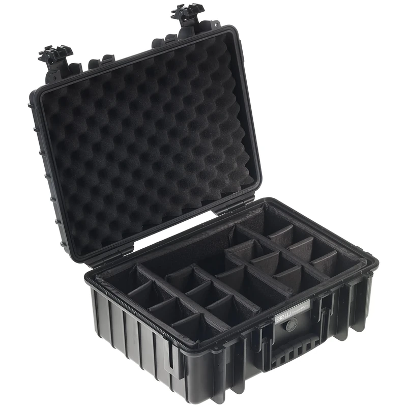 B&W Outdoor Transport Case - Type 5000 with Padded Divider - Black - Waterproof according to IP67 Certification, Dustproof, Virtually Indestructible