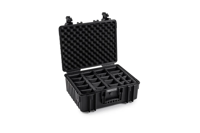 B&W Outdoor Transport Case - Type 6000 with Padded Divider - Black - Waterproof according to IP67 Certification, Dustproof, Virtually Indestructible