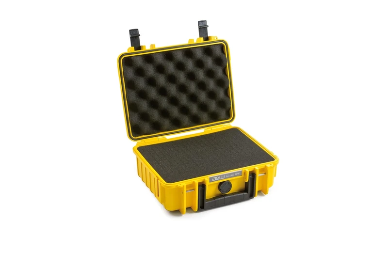 B&W Outdoor Transport Case - Type 1000 with Cubed Foam - Yellow - Waterproof according to IP67 Certification, Dustproof, Virtually Indestructible