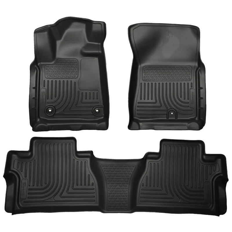 Husky Liners Weatherbeater Floor Mats | Fits 2014-2021 Toyota Tundra, Double Cab (Footwell Coverage) | Front & 2nd Row, 3-pc Black - 99561