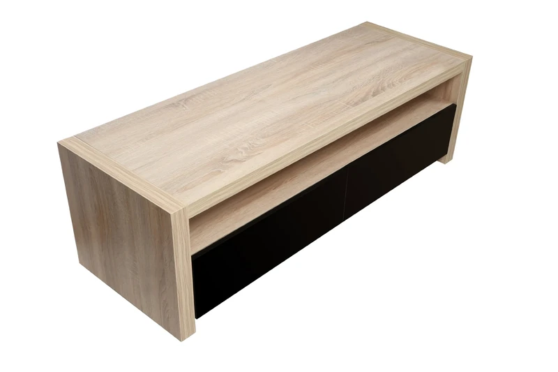 Premier Housewares Loki Coffee Table, Natural Oak Veneer/Black Gloss - Image 1