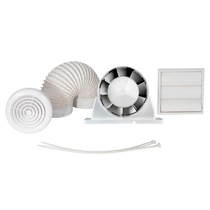 Airflow Aura 100T In-Line Fan 30l/s - Includes Shower Kit – Adjustable Timer, Quiet Operation, IPX4 Rated, Installation Kit Included, 3-Year Warranty