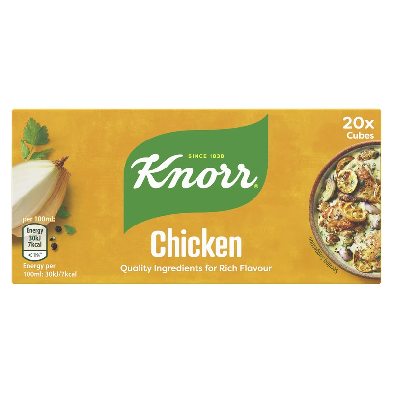 Knorr Chicken Stock Cubes gluten-free to add a rich chicken flavour to your dishes 20x 10 g