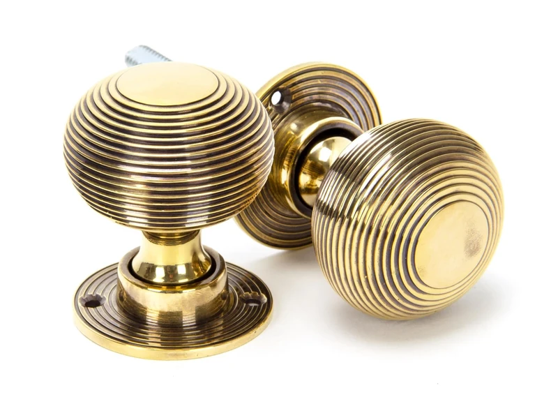 From the Anvil Aged Brass Beehive Mortice/Rim Knob Set