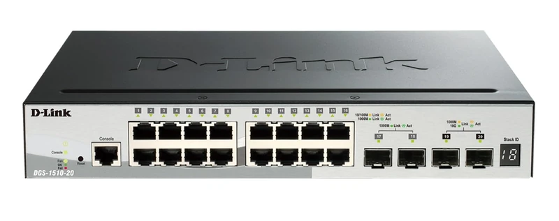 D-Link 20-Port Gigabit SmartPro Stackable Switch Including 2 10G SFP+ Ports DGS-1510-20, Black