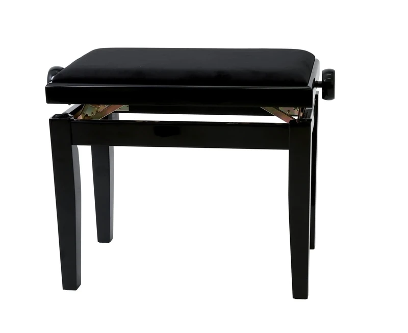 GEWA Piano Bench Deluxe, Solid Wood, Height Adjustable, High Gloss Black
