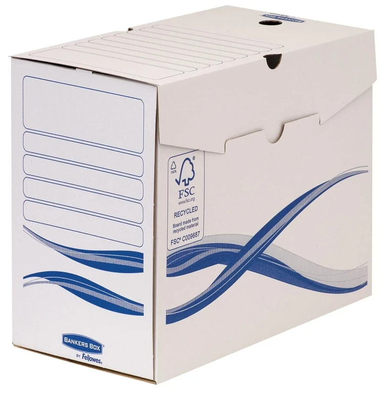 Bankers Box Basic 4460302 150 x 250 x 325 mm Archiving Box – White/Blue