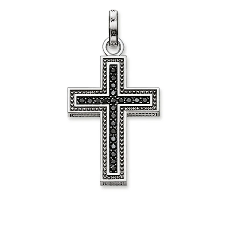 Thomas Sabo Pendant Black Cross pavé Pendant Cross 925 Sterling Silver, Blackened