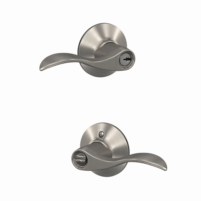 Schlage F51A Acc 619 Accent Keyed Entry Lever, Satin Nickel