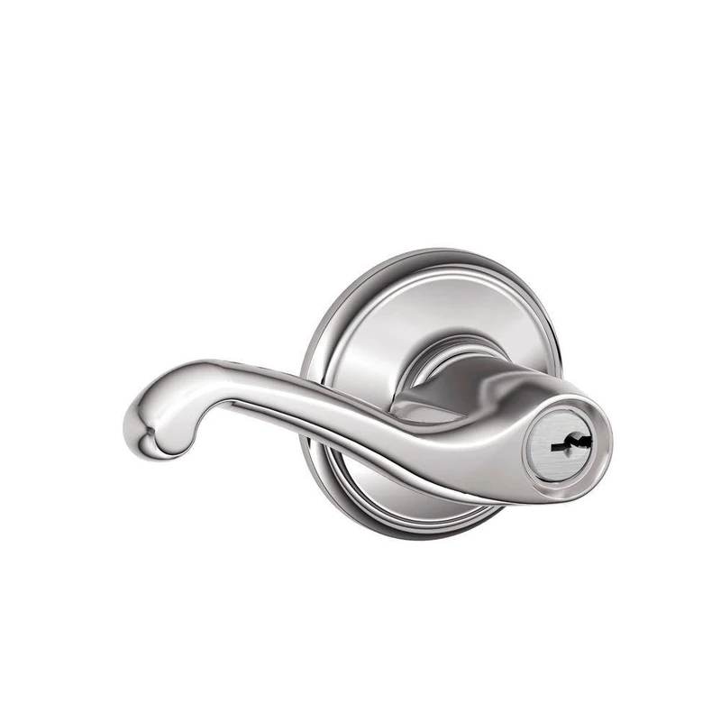 Schlage F51A FLA 625 Flair Keyed Entry Lever, Bright Chrome