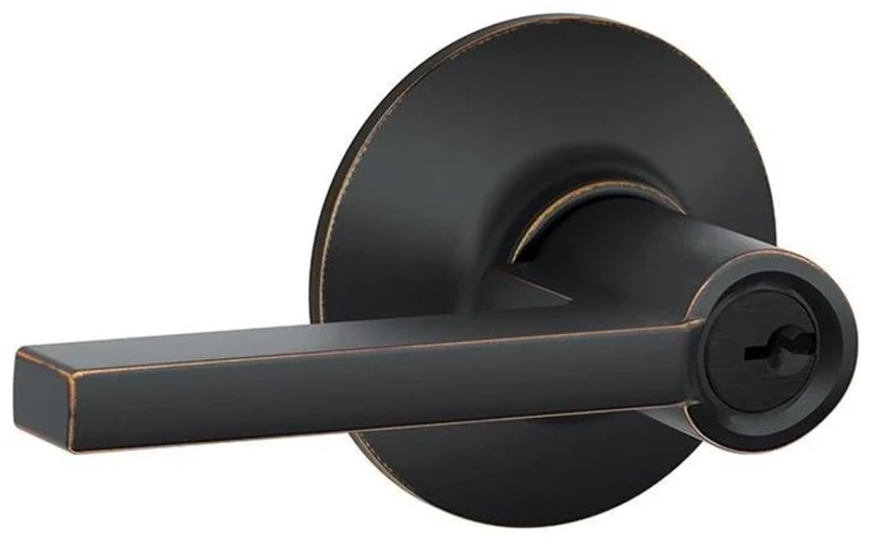 SCHLAGE F51ALAT716 Latitude Door Lever Keyed Entry Lock, Aged Bronze