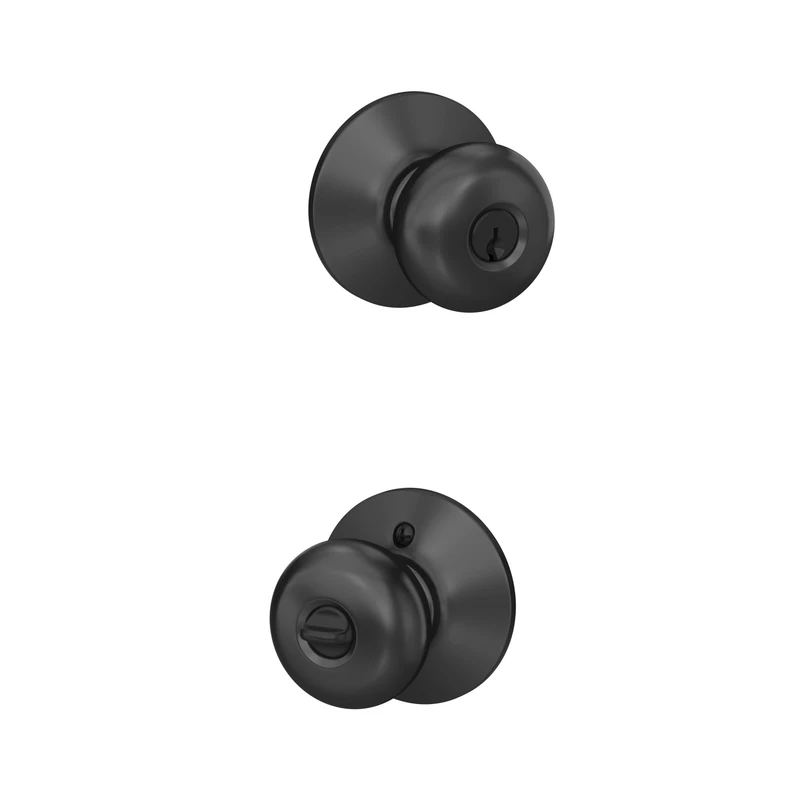 Schlage F51A PLY 622 Plymouth Keyed Entry Knob, Matte Black