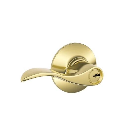 Schlage F51A Acc 605 Accent Keyed Entry Lever, Bright Brass