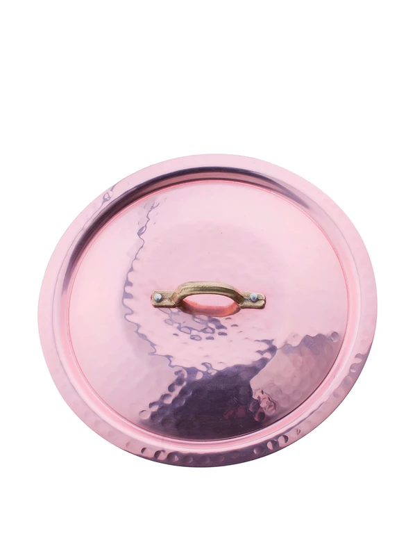 Pentole Agnelli ALCM129M22 Lid with Bridge in Brass, Hand Hammered Copper, 22 cm