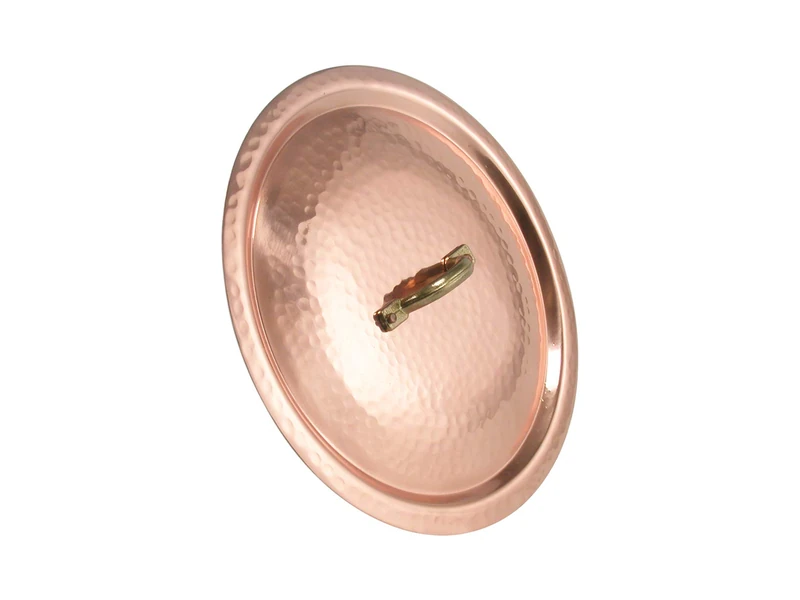 Pentole Agnelli ALCM129M28 Lid with Bridge in Brass, Hand Hammered Copper, 28 cm