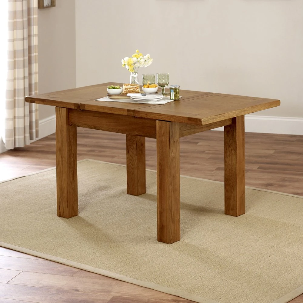 The Furniture Market Rustic Oak Small Extending Dining Table (4–6 Seater) – Butterfly Leaf Mechanism, Chunky Oak Design, Satin Finish, Minor Assembly Required - H 780mm x W 860mm - L 1030mm - 1480mm