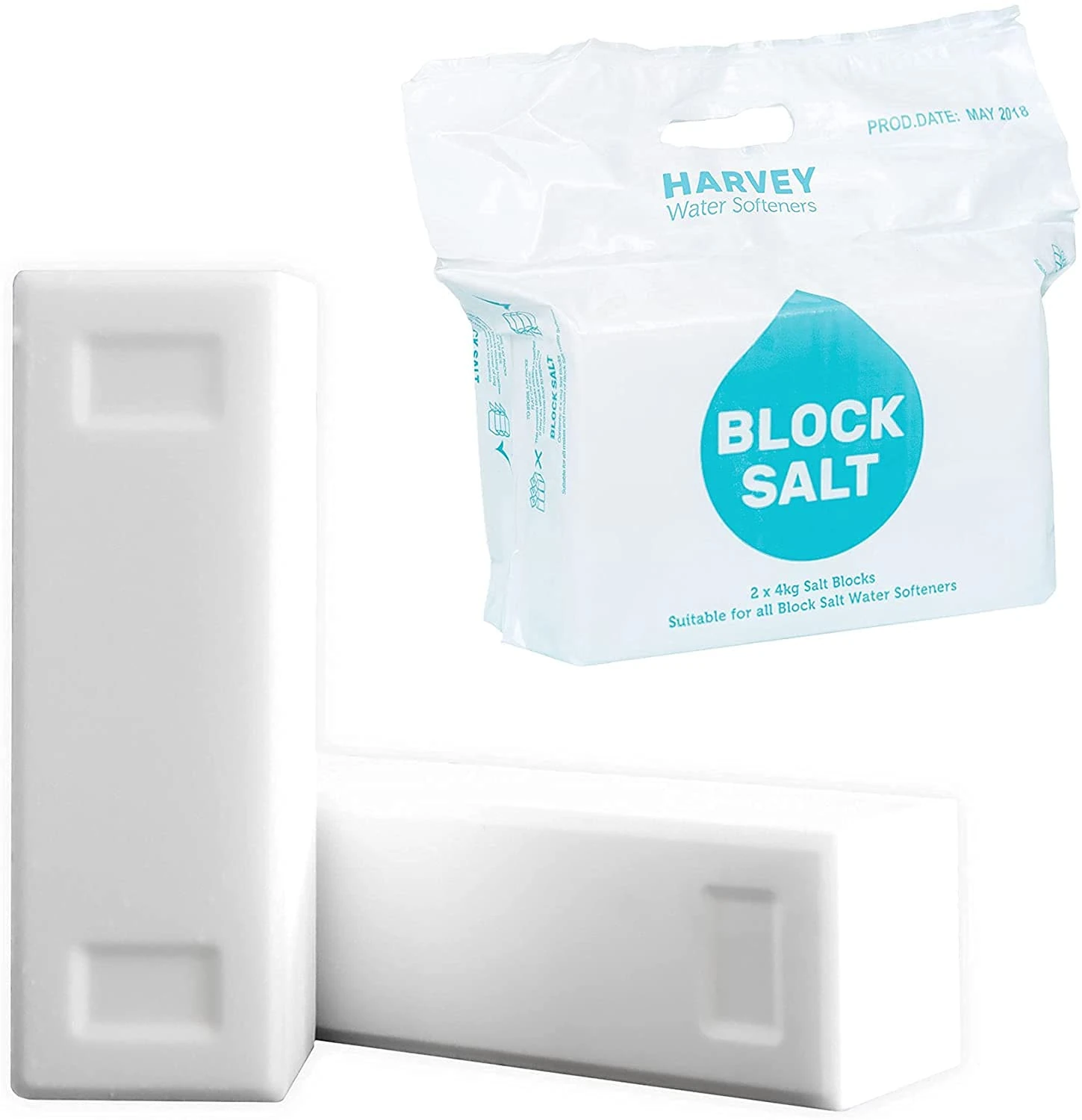 Harvey Block Salt for Water Softeners | Original Pure Grade A Food Quality Salt | 3 Bags, Securely Boxed | Each Bag Contains 2 Blocks | Efficient Softening Solution