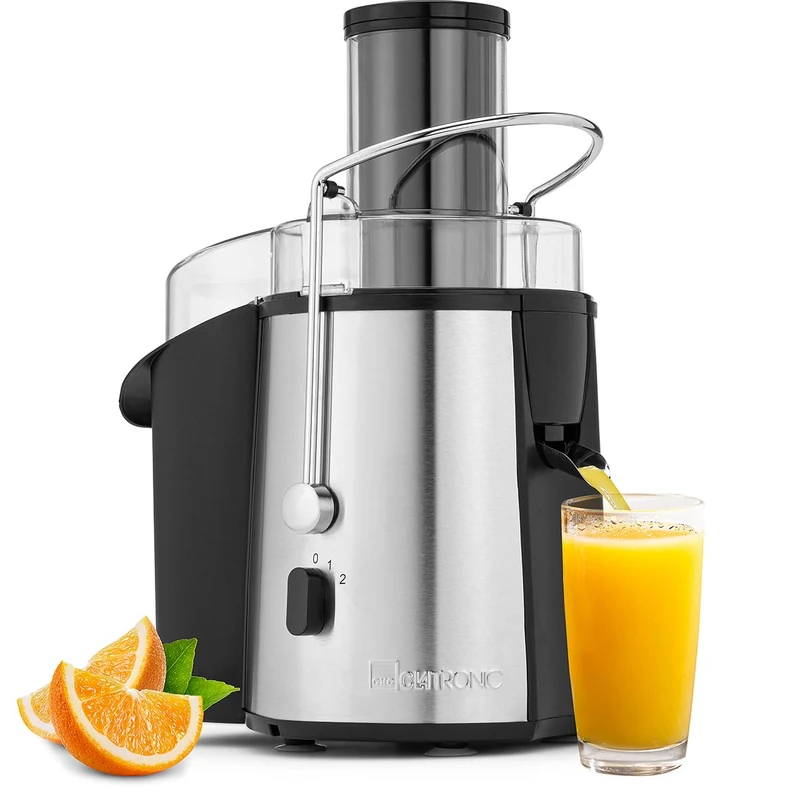 Clatronic AE 3532 Automatic Juicer, Stainless Steel Case, 1000 W Max, 2 Speed Settings and Large Opening for Filling - Image 1