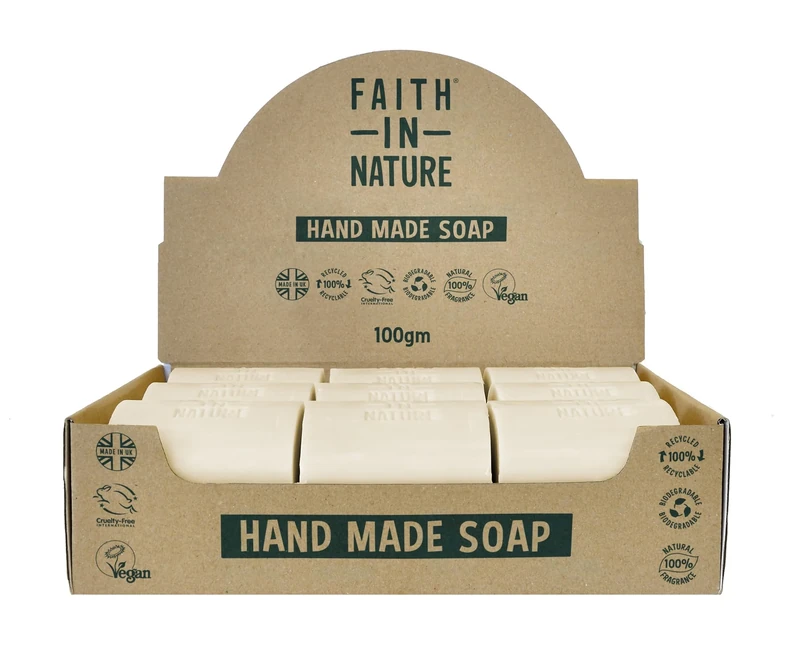 Faith In Nature Natural Coconut Hand Soap Bar Box Set, Hydrating, Vegan & Cruelty Free, No SLS or Parabens, 18 x 100g