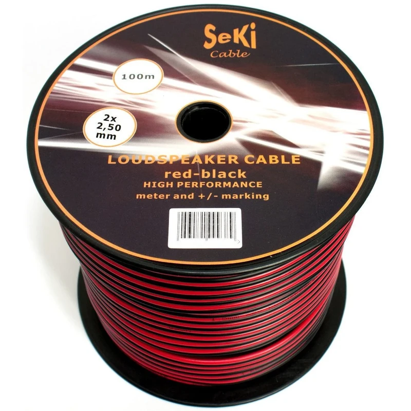 SeKi Speaker Cable 2 x 2.50 mm² 100 m Red/Black CCA Audio Cable Speaker Cable