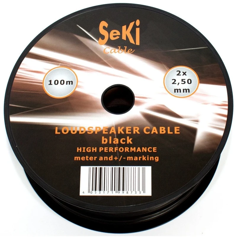 SeKi Speaker Cable 2 x 2.50 mm² 100 m Black CCA Audio Cable Speaker Cable