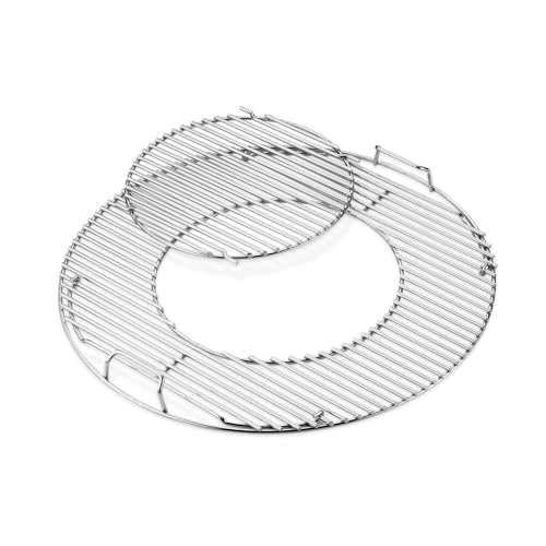 Weber Stainless Steel Grill Grates for 57 cm Charcoal Barbecues - Gourmet BBQ System, Easy to clean, Rust-free and with GBS Insert for Accessories – Silver (8843)