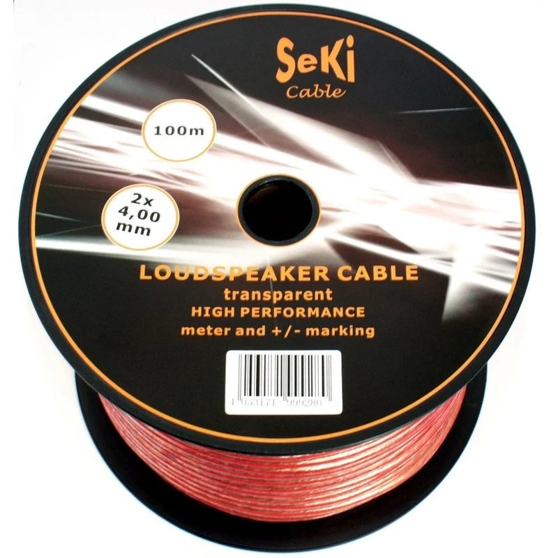 SeKi Speaker Cable Transparent 2x 4.00 mm² 100 m on Plastic Spool
