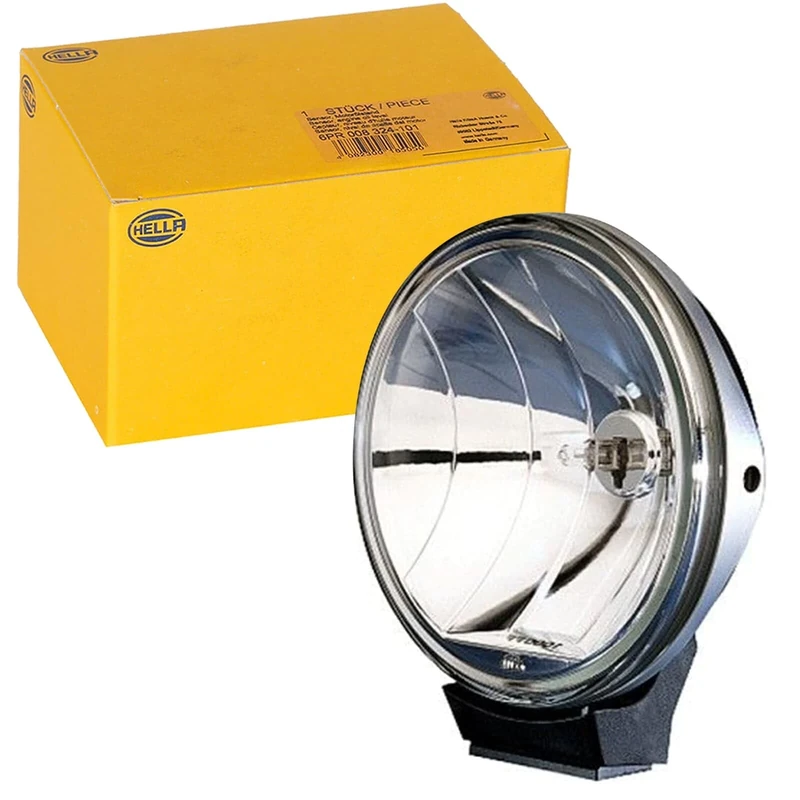 HELLA 1F5 008 273-071 Halogen/Halogen-Spotlight - Rallye 1000 - 12/24V - Round - Reference number: 37.5 - Bolted - Clear diffusing lens - Lens Colour: Silver/Crystal clear - right/left