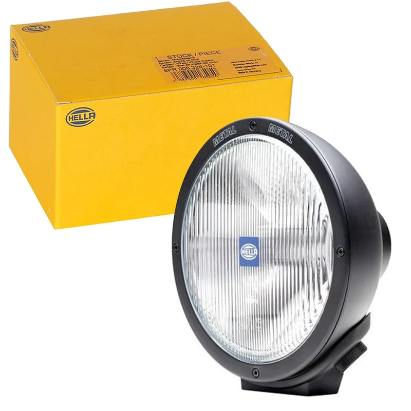 HELLA 1F8 007 560-101 Halogen-Spotlight - Rallye 4000 Metal - 12V - Round - Bolted - Floodlight Diffusing Lens - Lens Colour: Crystal clear - Cable: 400mm - left/right