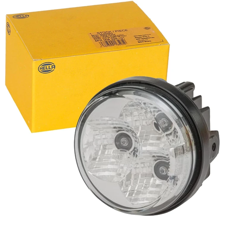 HELLA 2PT 009 599-121 LED-Daytime Running Light - 90mm - 24/12V - round - Lens Colour: Crystal clear - LED colour: White - Cable: 500mm - Plug: AMP - right - Quantity: 1