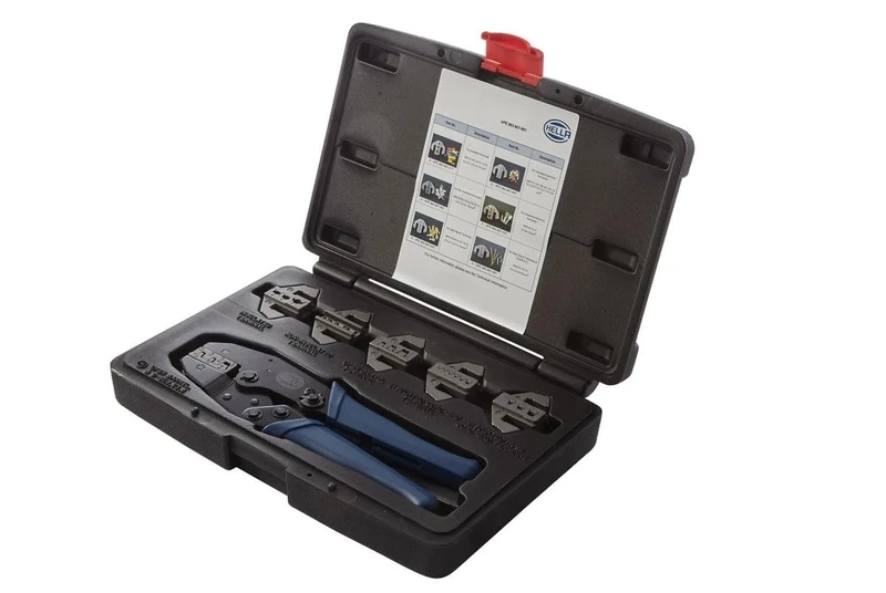 HELLA 8PE 863 807-801 Crimping Pliers Insert Set - Tool handle material: Plastic - Black - Basic - Kit