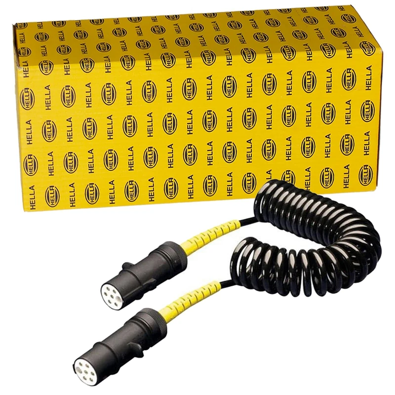 HELLA 8KA 004 797-051 Coiled Cable - 7-pin connector - S-Type - 24V - Plastic