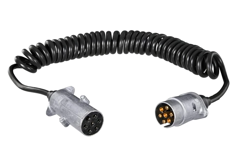 HELLA 8KA 007 648-061 Coiled Cable - 7-pin connector - 12/24V - Metal