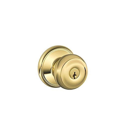 Schlage F51A GEO 605 Georgian Keyed Entry Knob, Bright Brass Lock Company