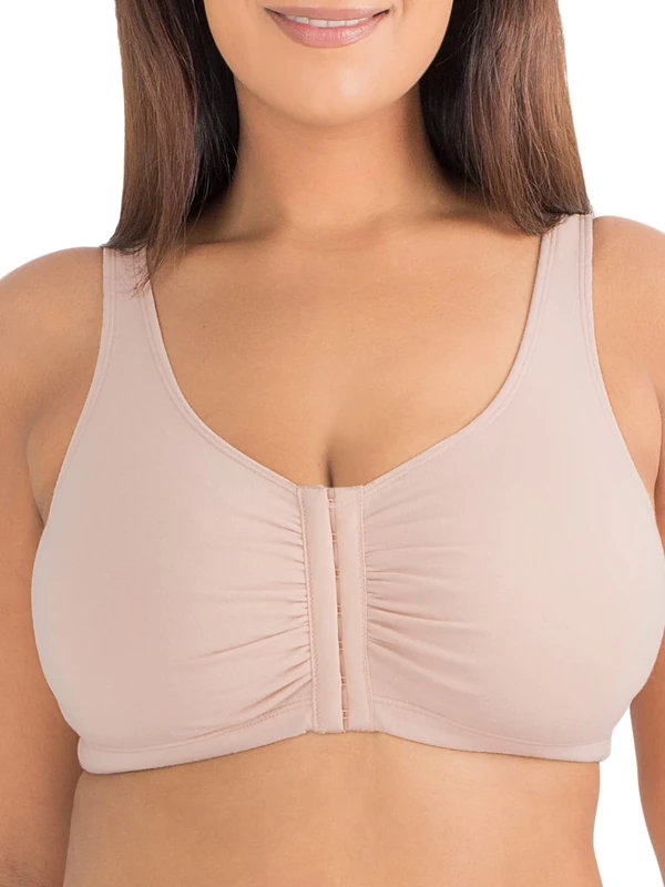 Fruit of the Loom Women's Front Close Built-up Bra, Sports Bra, Sand, UK 20