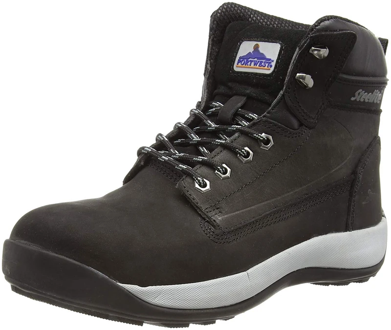 Portwest Steelite Constructo Nubuck Boot S3 HRO, Size: 43, Colour: Black, FW32BKR43
