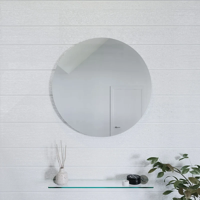 Croydex Simpson Round Mirror with Hang N Lock Fitting System, 600 x 600 x 5mm,Silver