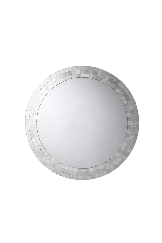 Croydex Meadley Circular Mirror with Mosaic Surround and Hang N Lock Fitting System, Silver, 600 x 600 x 10mm
