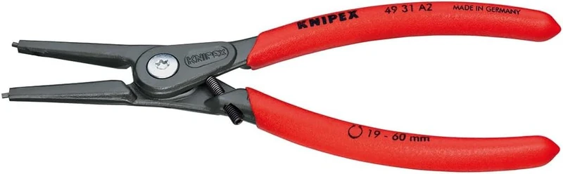 KNIPEX Precision Circlip Pliers for External Circlips on Shafts with Overexpansion Guard with Non-Slip Plastic Coating, 49 31 A2