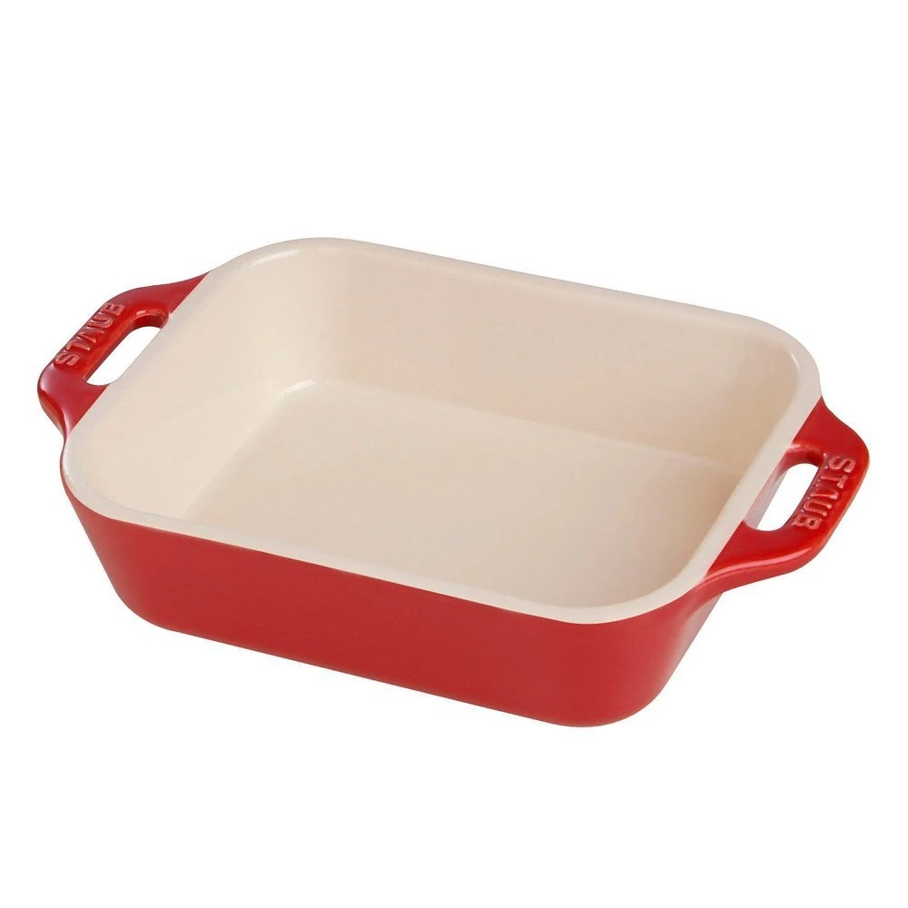 Staub Ceramic Rectangular Gratin Dish, Cherry, 10.5" x 7.5"