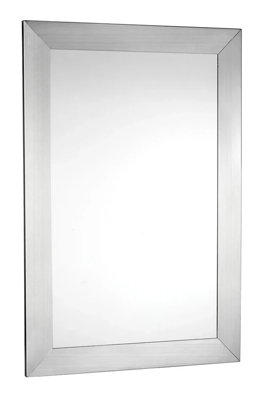 Croydex Parkgate Rectangular Mirror with Brushed Stainless Steel Frame and Hang N Lock Fitting System, 920 x 610 x 19mm, Silver