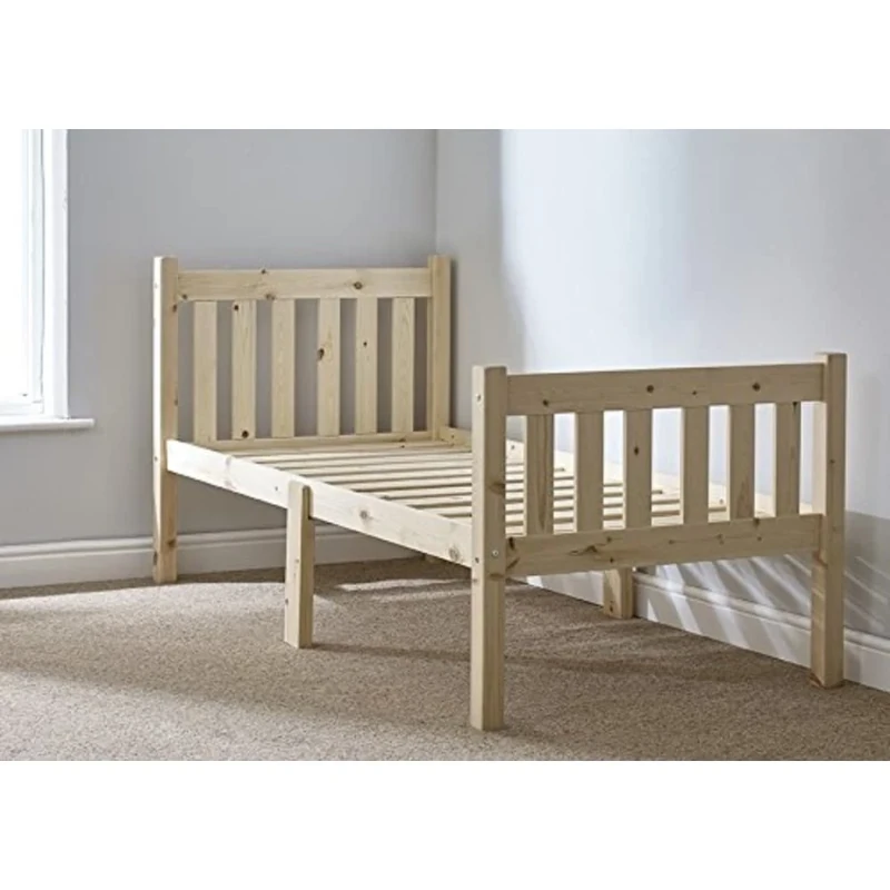 STRICTLY BEDS&BUNKS Athens Short Pine Bed Frame including Sprung Mattress (15 cm), 2ft 6 x 5ft 9 Sing